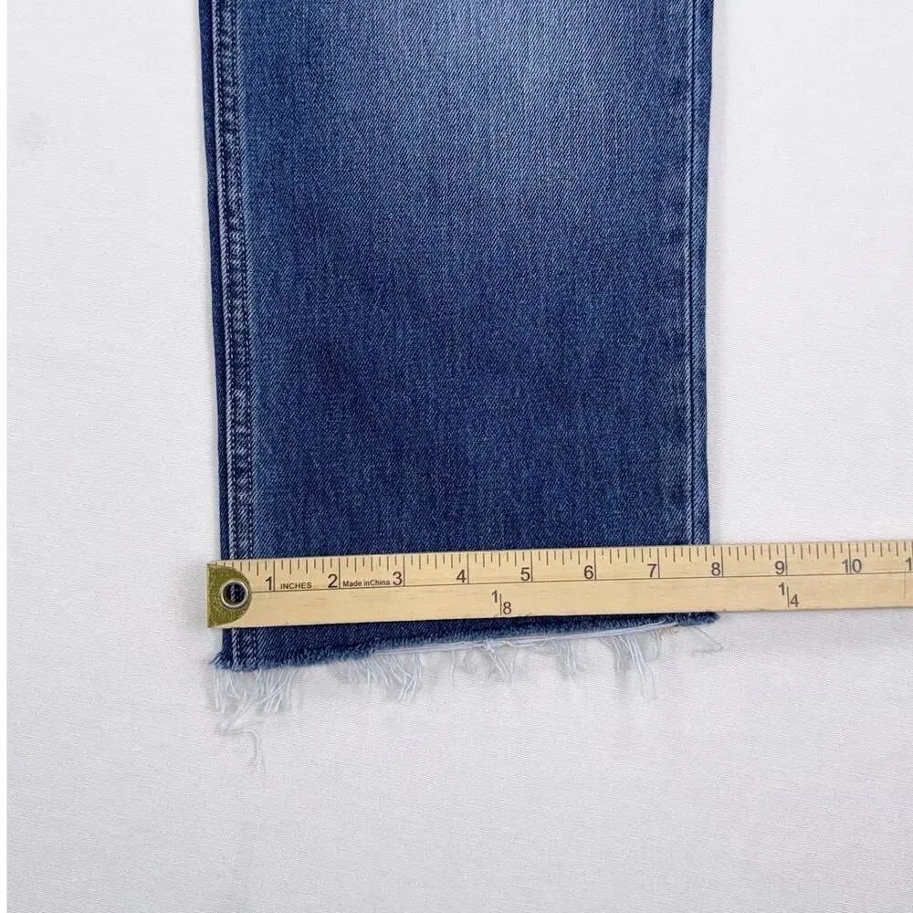 L'Agence Milana Low Rise Stovepipe Crop Straight Jean Raw Hem Women's 28 Blue